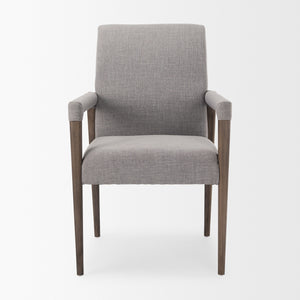 Palisades Grey Fabric Wrap Brown Wooden Frame Dining Chair