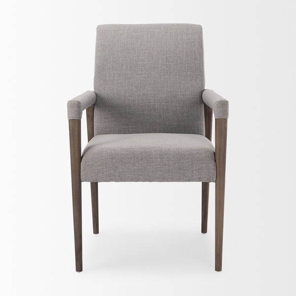 Palisades Grey Fabric Wrap Brown Wooden Frame Dining Chair