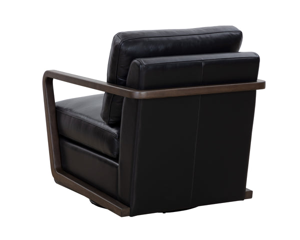 CASTELL SWIVEL LOUNGE CHAIR - BROWN - CORTINA BLACK LEATHER