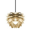 Silvia Mini Hardwired Pendant in Brass Foil Finish with White Cord