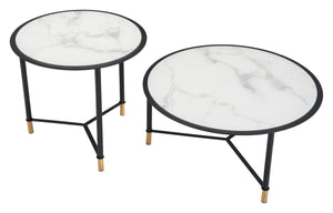Set of 2 Davis Coffee Tables White & Black