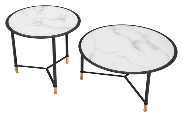 Set of 2 Davis Coffee Tables White & Black