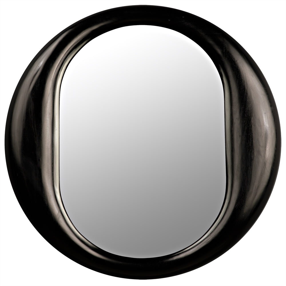 Oh Mirror in Charcoal Black Sungkai/Mindi Wood and Glass