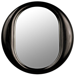 Oh Mirror in Charcoal Black Sungkai/Mindi Wood and Glass