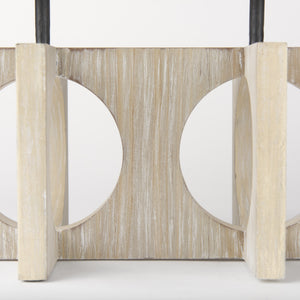 Cambie 29.0L x 6.0W x 9.0H Natural Wood W/Black Metal Candle Holders