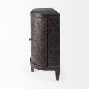 Lennon 47.2L x 15.0W x 33.1H Dark Brown Fir Veneer 4 Door Demilune Cabinet