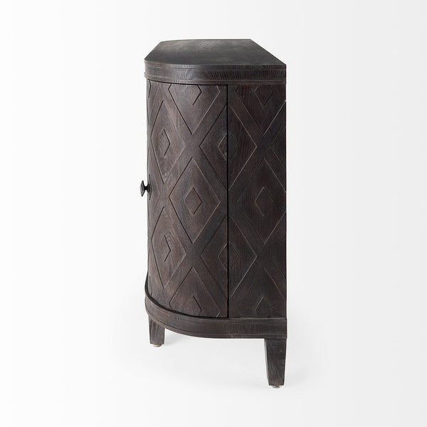 Lennon 47.2L x 15.0W x 33.1H Dark Brown Fir Veneer 4 Door Demilune Cabinet