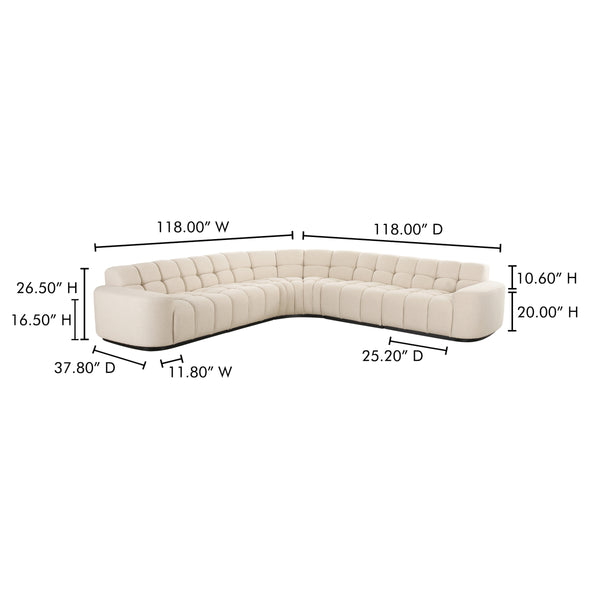 Moe's Roman L-Shaped Sectional in Beige