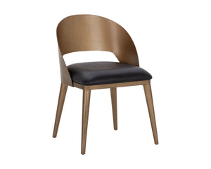 DEZIRAE DINING CHAIR - ANTIQUE BRASS - CHARCOAL BLACK LEATHER