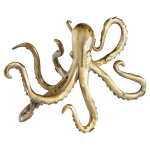 Octopus Shelf Decor in Aged Brass