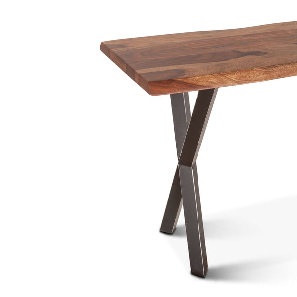 Brisbane 58" Sheesham Wood and Iron Console Table, Natural