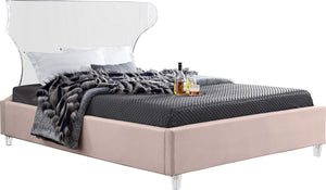 Levi King Bed In Pink Velvet