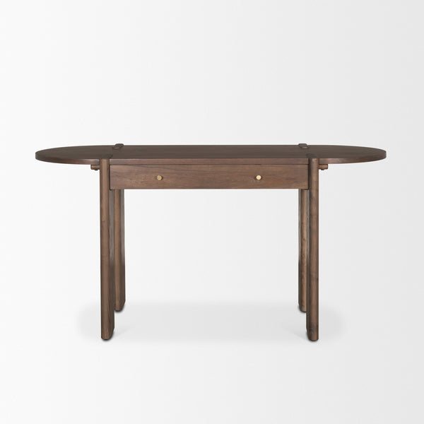 Sohan Dark Brown Elm Wood Oblong Desk
