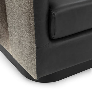 Lathe Hide Accent Chair with Gold Base - Rustic Shadow