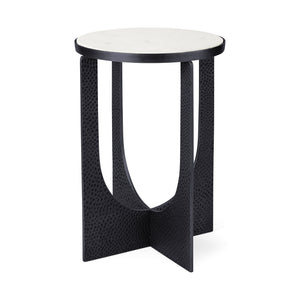 Preston 23"H White Marble Top w/ Matte Black Metal Accent Table