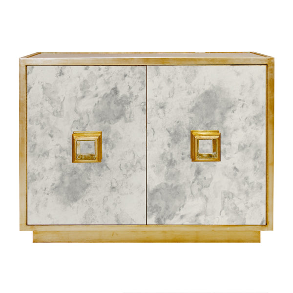 ANT MIRROR 2 DOOR CABINET WITH GOLD LEAF DETAILING