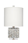 Garbo Mother of Pearl Table Lamp with Linen Shade, Grey