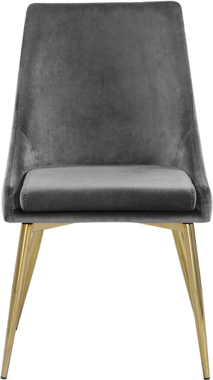 Lynette Dining Chair In Grey Velvet and Gold