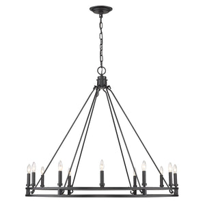Dennison 12 Light Chandelier in Matte Black Finish
