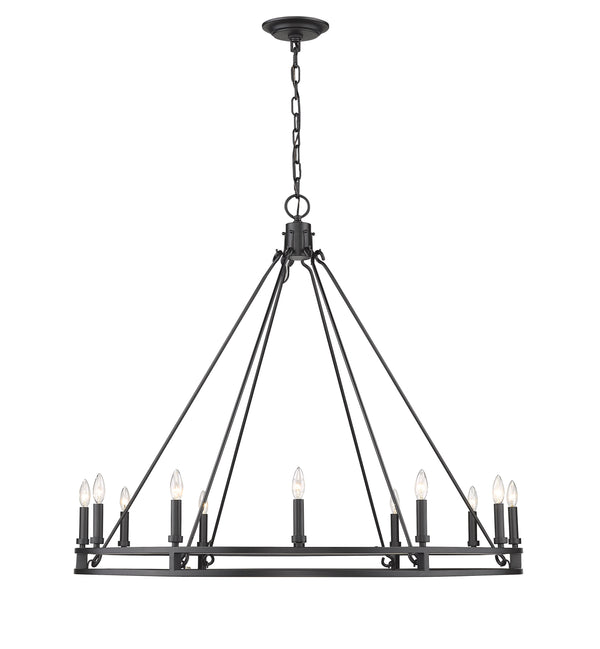 Dennison 12 Light Chandelier in Matte Black Finish