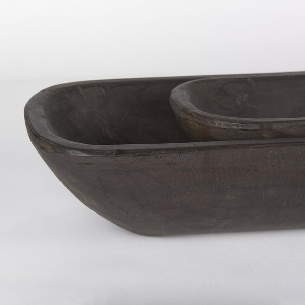 Athena Set of 2 Extra Large Black-Brown Reclaimed Wood Trays