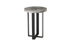 Chuleta Bar Table on Black Metal Base, Chamcha Wood, Gray Stone