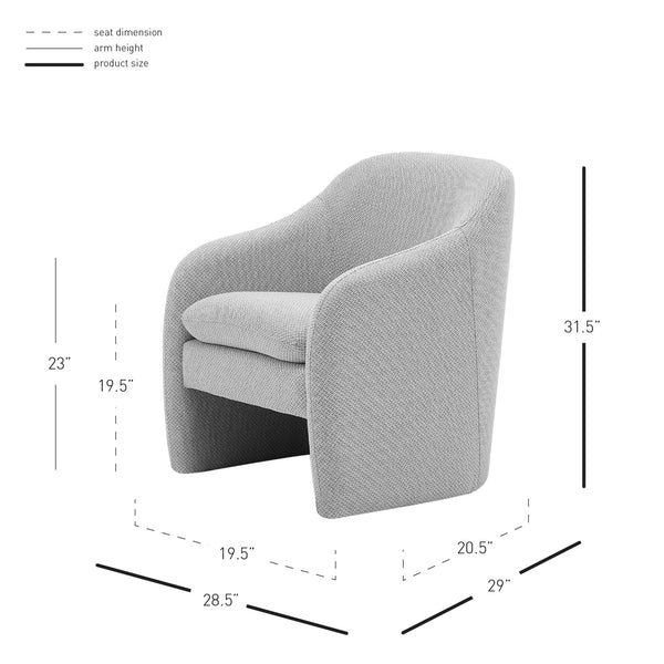 Zella Fabric Accent Arm Chair In Cardiff Gray