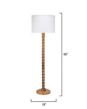 Barley Twist Floor Lamp, Natural Mango Wood