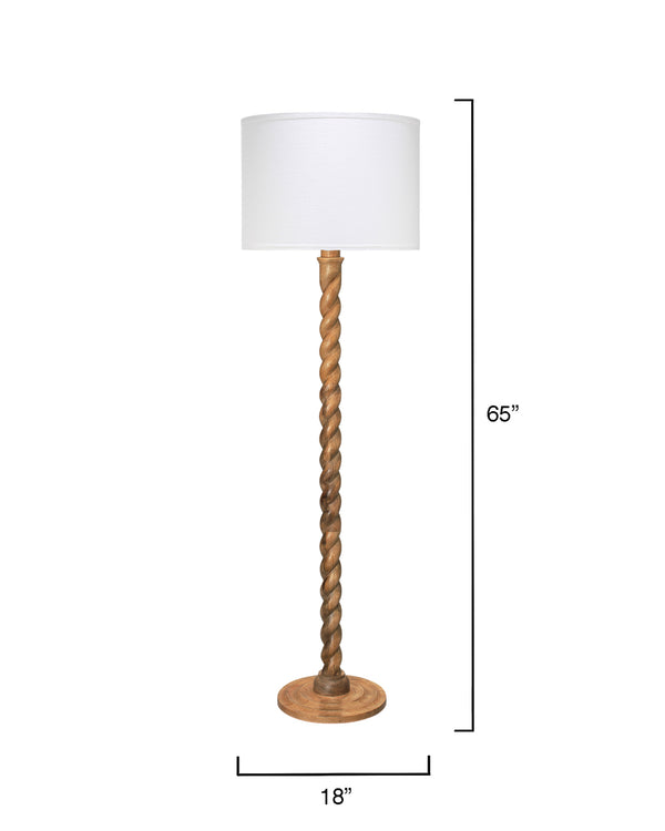 Barley Twist Floor Lamp, Natural Mango Wood