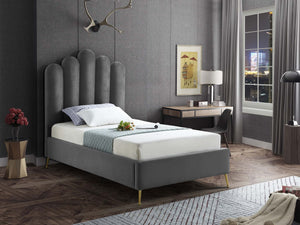 Anita Twin Bed In Grey Velvet