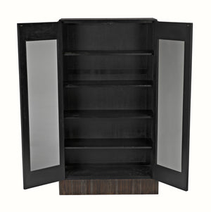 Noho Hutch in Mahogany, Hand-Rubbed Black with Light Brown Accents