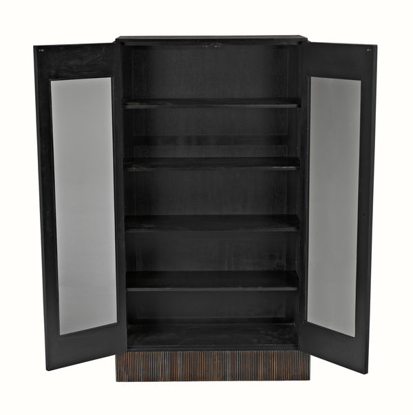 Noho Hutch in Mahogany, Hand-Rubbed Black with Light Brown Accents