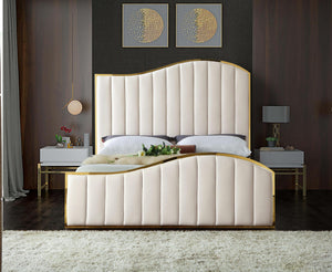 Ethel King Bed In Cream Velvet
