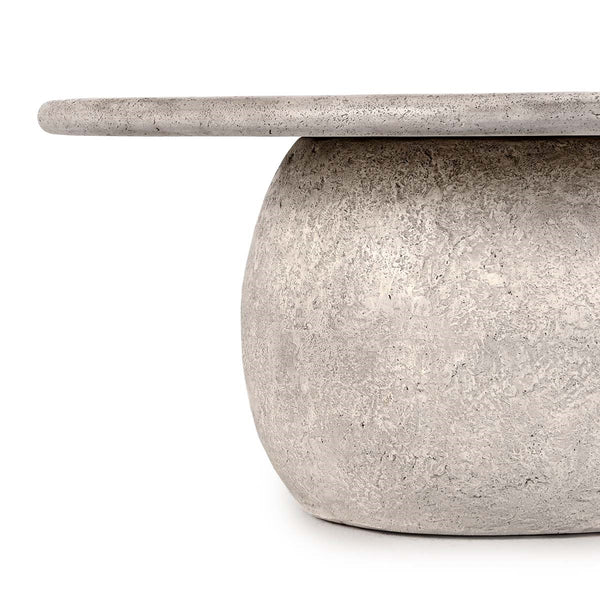 Britney Outdoor Round Coffee Table - Light Gray Concrete