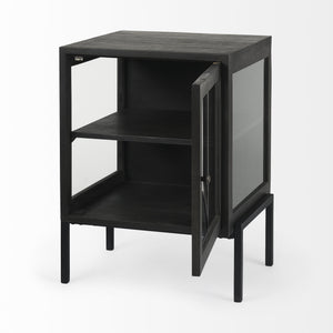 Arelius 20L x 18W x 26H Black-Brown Wood W/ Black Metal Frame End/Side Table