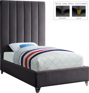 Glenda Twin Bed In Grey Velvet