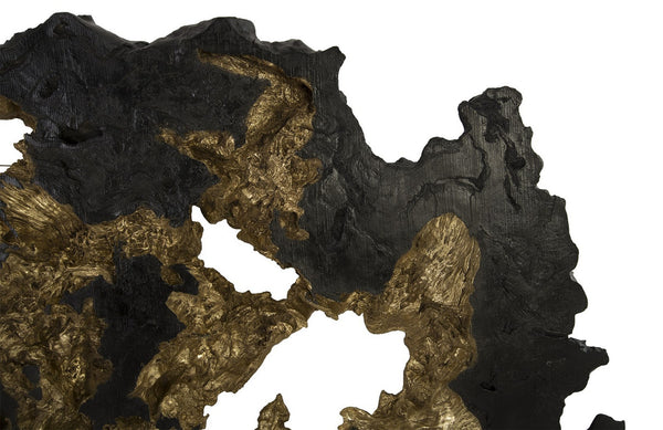 Burled Root Wall Art, Black, Gold Leaf, Large