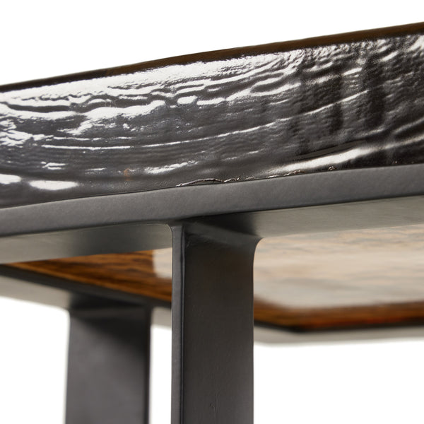 Giselle End Table In Amber Cast Glass