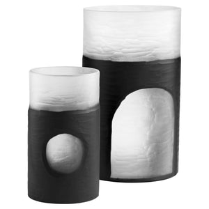 Medium Ominous Frost Vase in Clear and Black