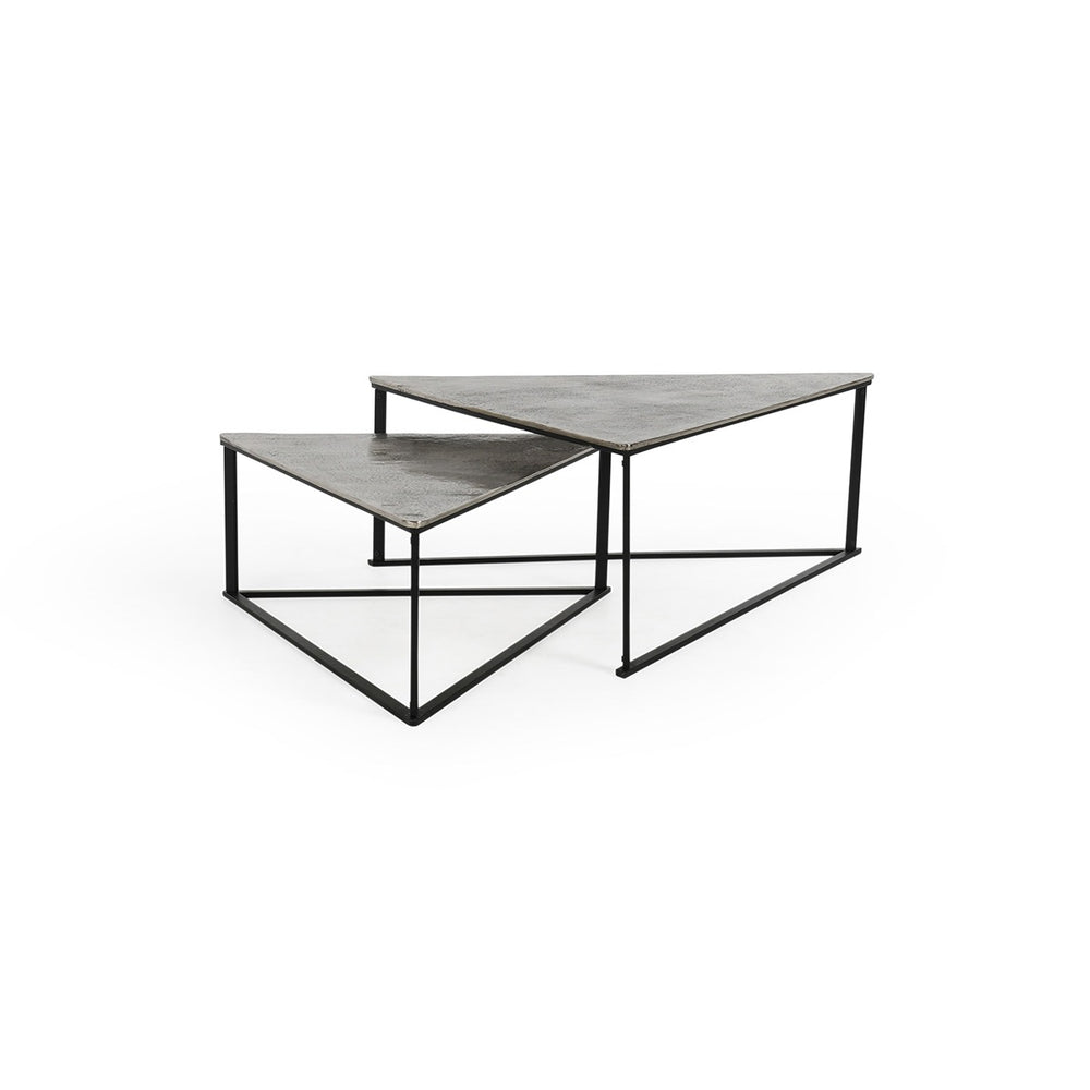 Burton Nesting Coffee Tables Set – Antique Nickel Finish