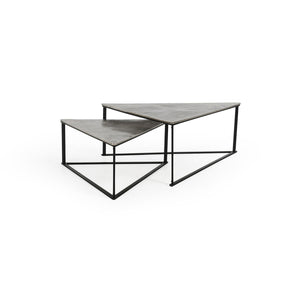 Burton Nesting Coffee Tables Set – Antique Nickel Finish