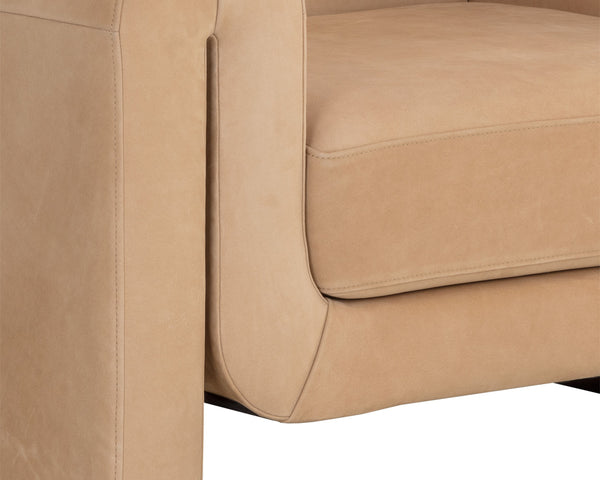 ROMER ARMCHAIR - DISTRESSED BROWN - NUBUCK TAN LEATHER