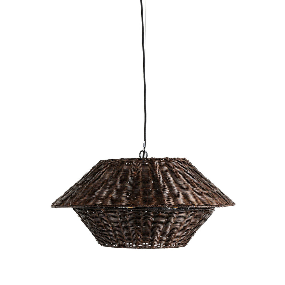 Mccarthy Pendant In Brown Rattan And Antiqued Iron