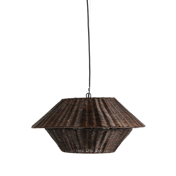 Mccarthy Pendant In Brown Rattan And Antiqued Iron