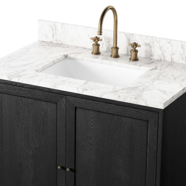 Millie Single Vanity - Satin Drifted Black Veneer