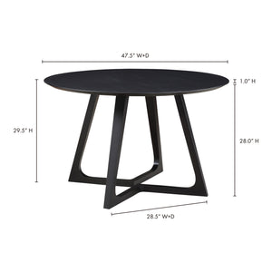 Moe's Godenza Round Dining Table Black Ash Wood