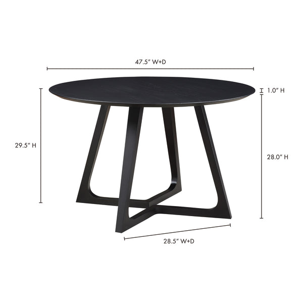 Moe's Godenza Round Dining Table Black Ash Wood