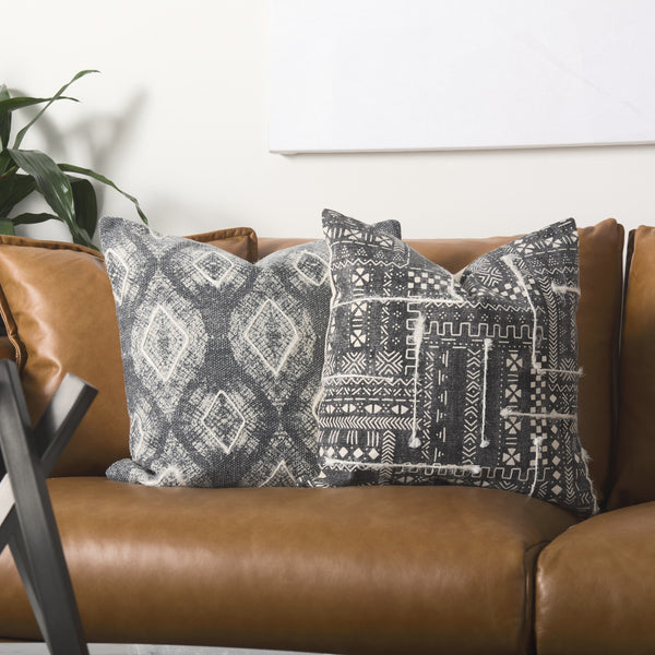 Bethune 18 x 18 Black And White Embroidered Pattern Decorative Pillow Cover