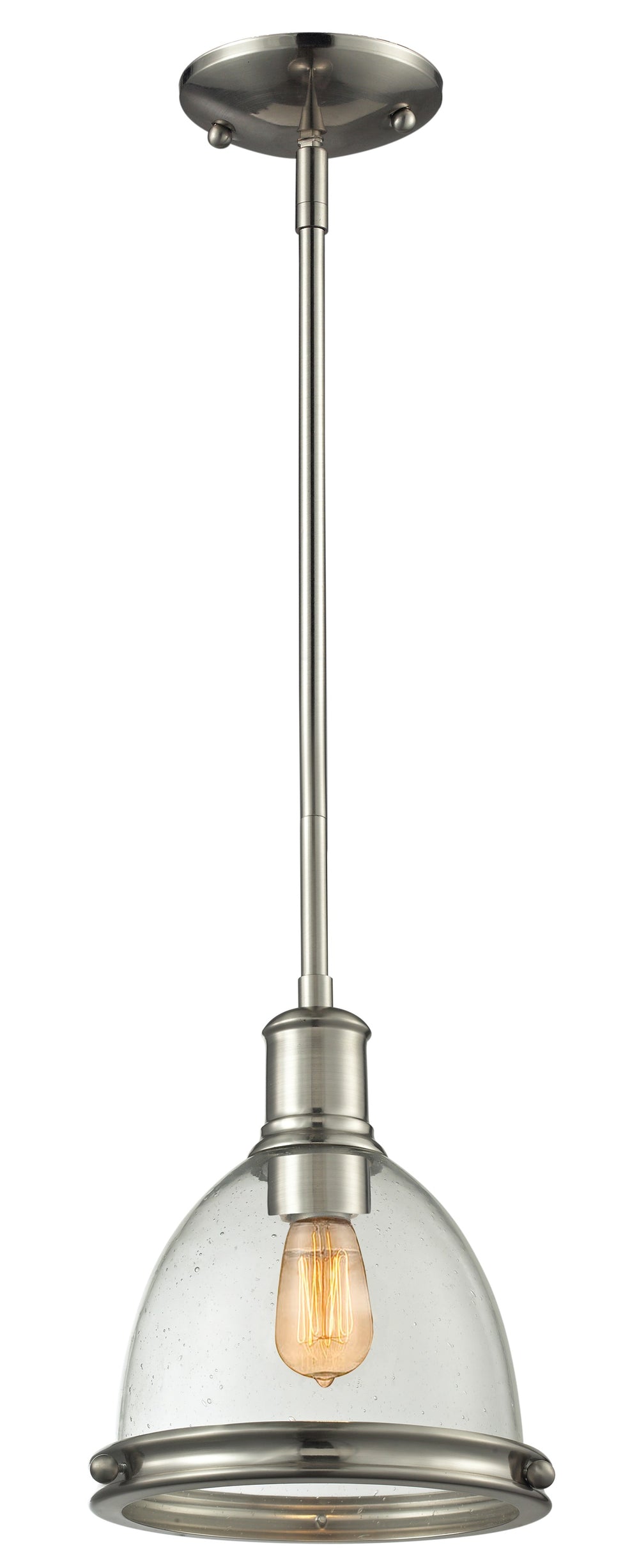 Mason 1 Light Mini Pendant in Brushed Nickel Finish