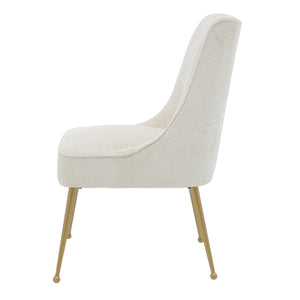 Cedric Fabric Dining Side Chair Gold Legs In Opus Cream (Set of 2)